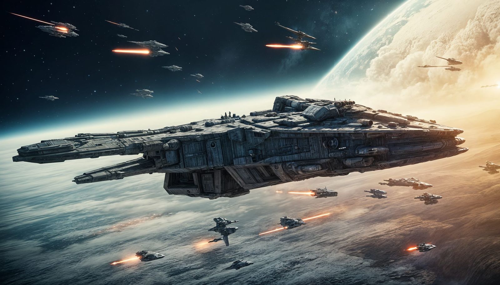 Epic Space Battle in Cinematic Style