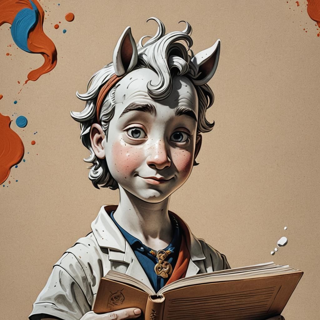 Hyperrealistic Bookworm in Colorful Splash Art