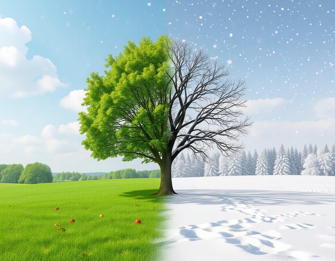 Summer Meets Winter: A Split Landscape