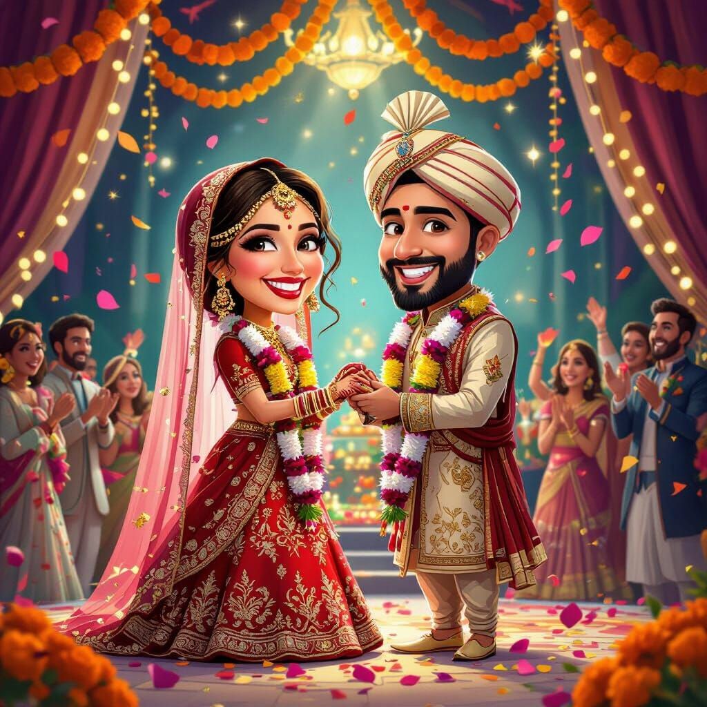 Joyful Marwadi Bride & Groom Varmala Ceremony