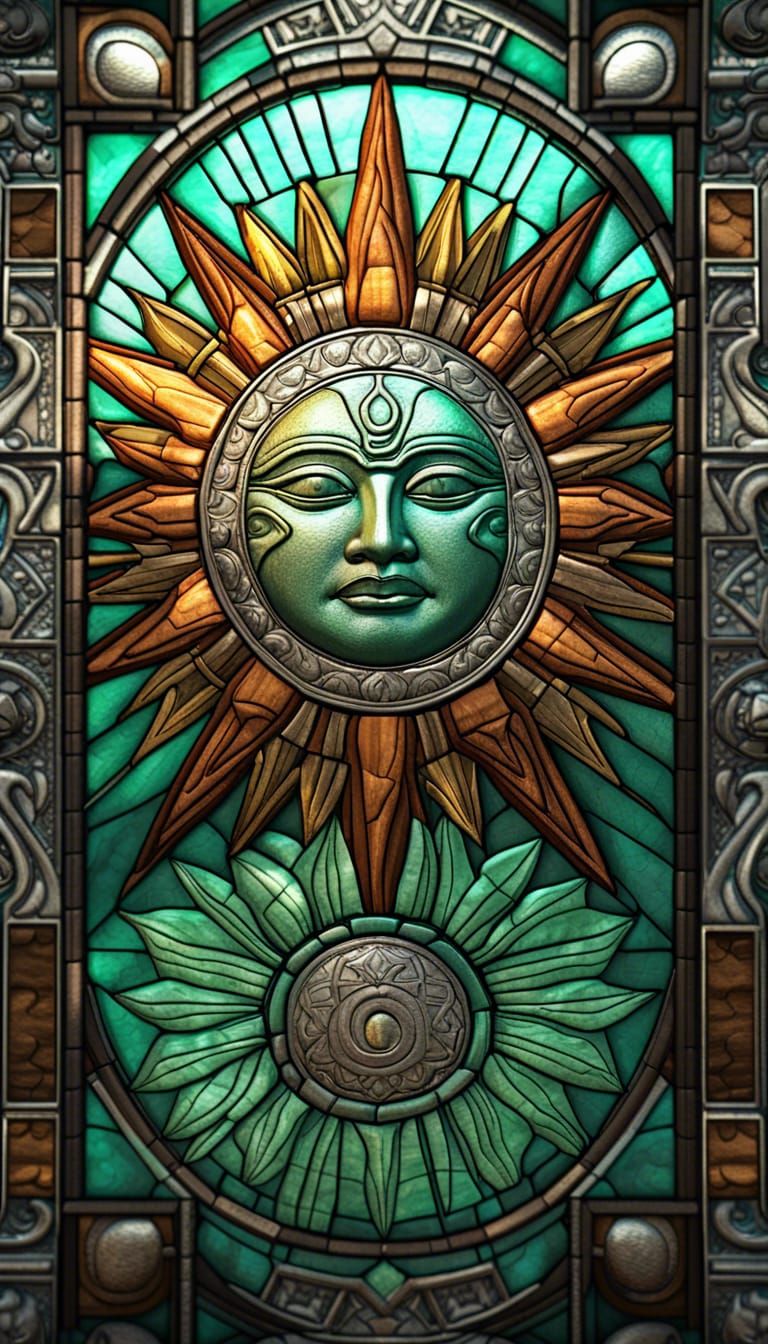 Stained Glass Sun: A Mayan Masterpiece