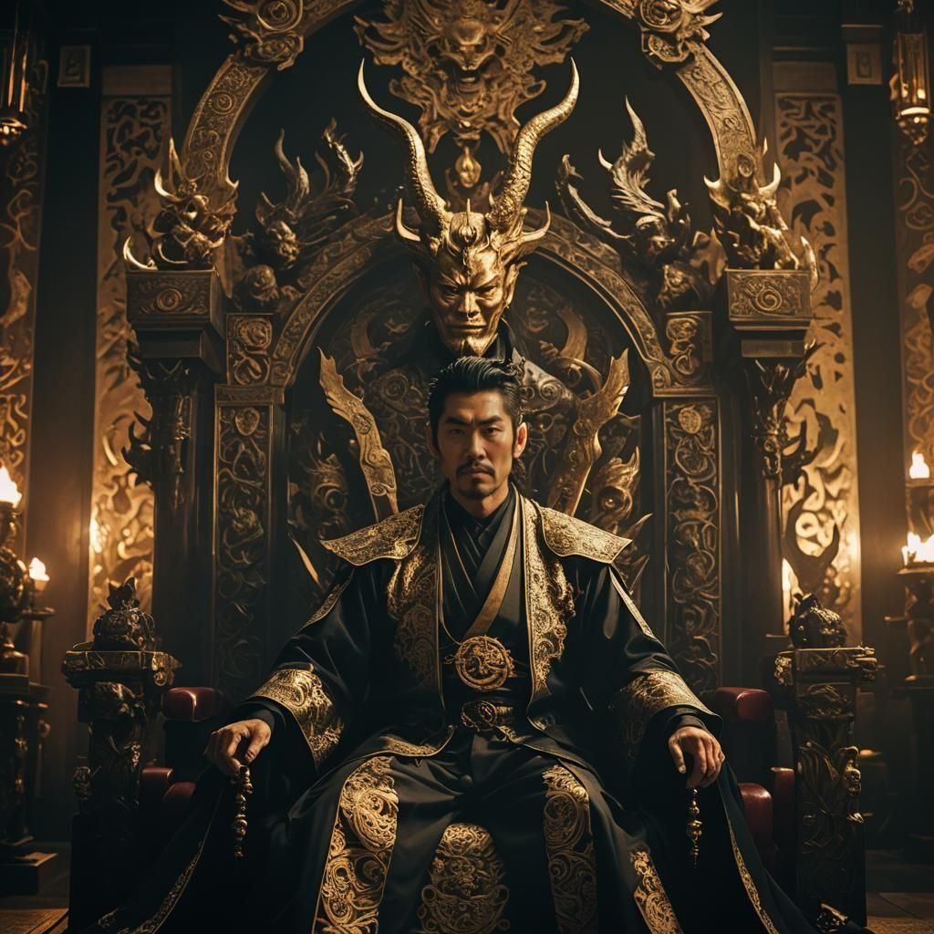 Japanese Lucifer on the Throne: Cinematic Still