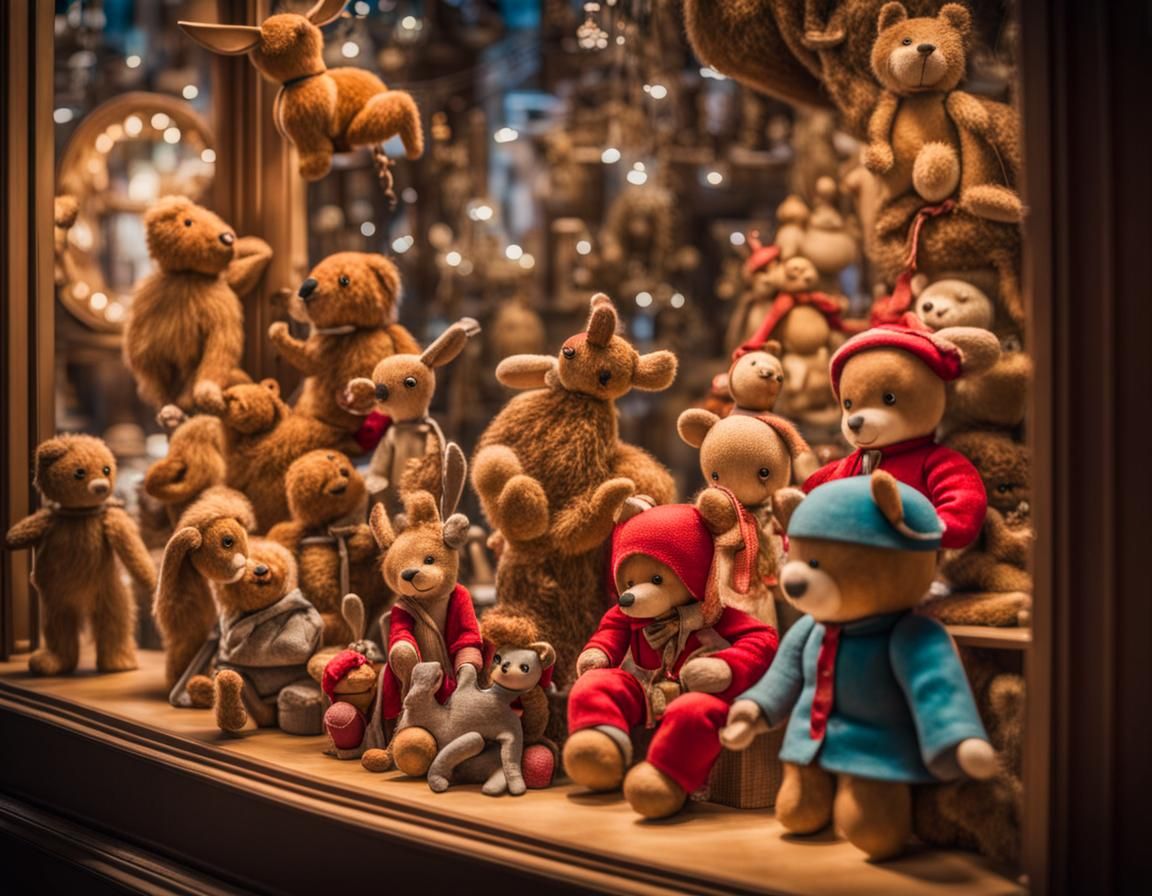 An Enchanting Toy Store Display Window Filled with the Magic of Toys for the Kiddies