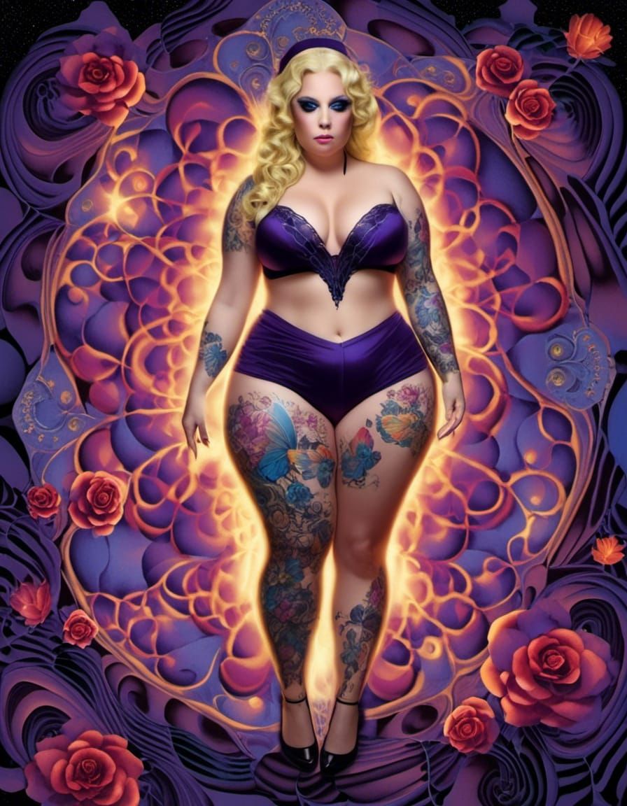 Gothic Pin-Up: Holographic Portrait in Cosmic Style
