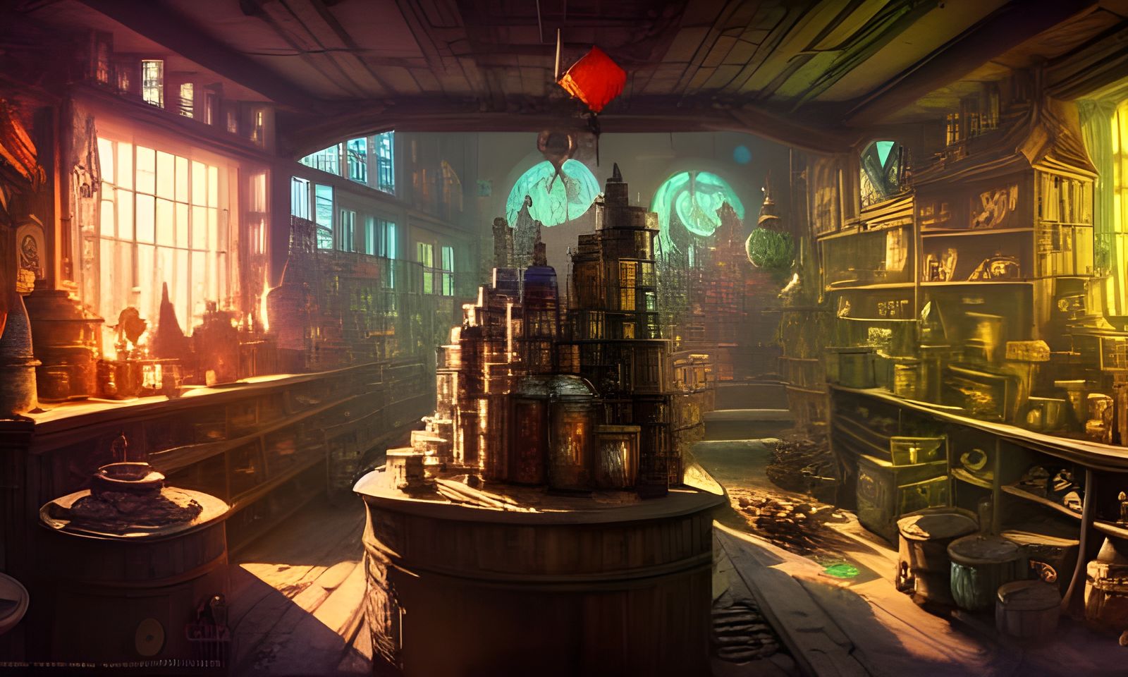 Enigmatic Alchemist Shop: Hyperdetailed Fantasy Art