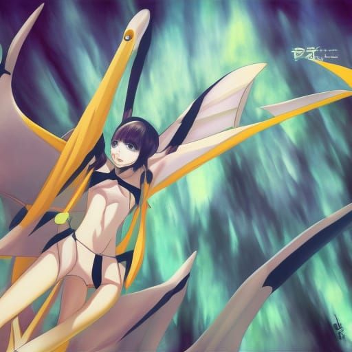 Anime Pterodactyl in Japanese Manga Style