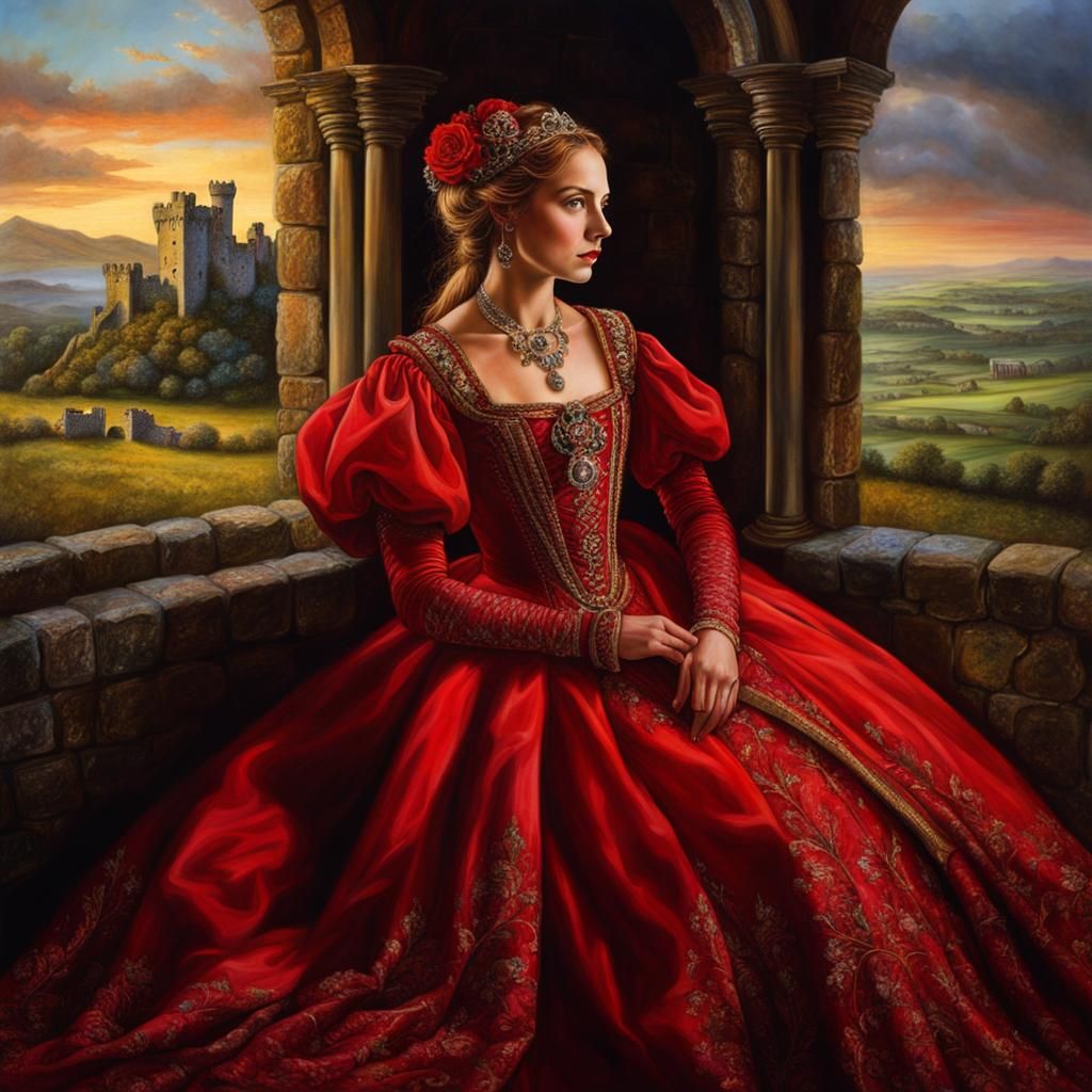 Lady in Red: Dark Romantic Portrait