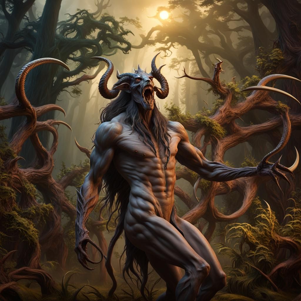 Eldritch Wendigo Horror: Mythological Creature in Gothic Art