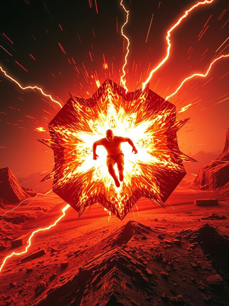 Chaotic Glitch Art: Humanoid in Cyberspace Wasteland