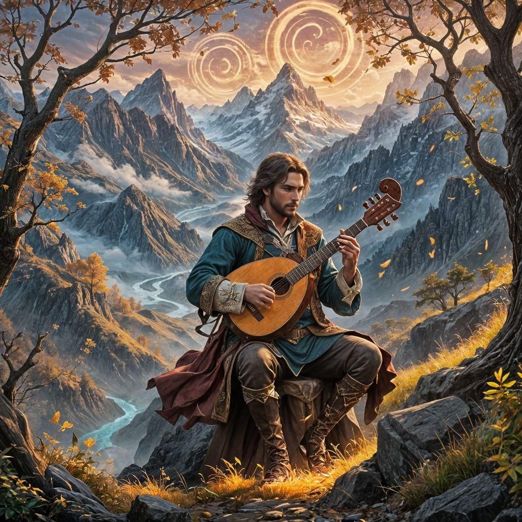 Epic Fantasy Bard Casting Musical Magic