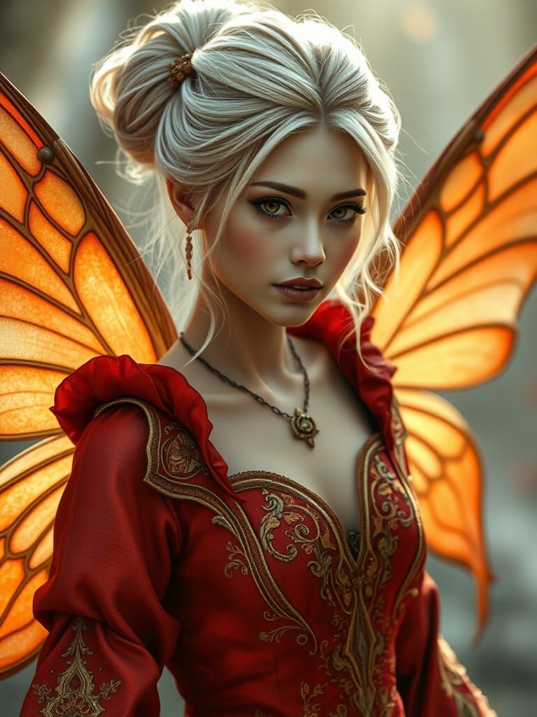 Elegant Dryad Fairy Queen in Silk Gown