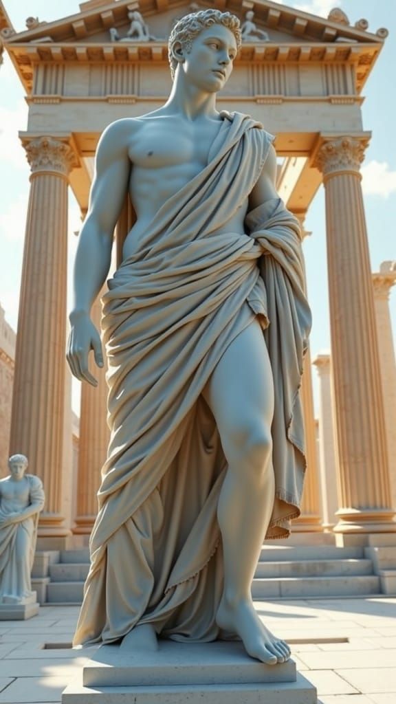 Classical Roman Man in Grand Temple Setting