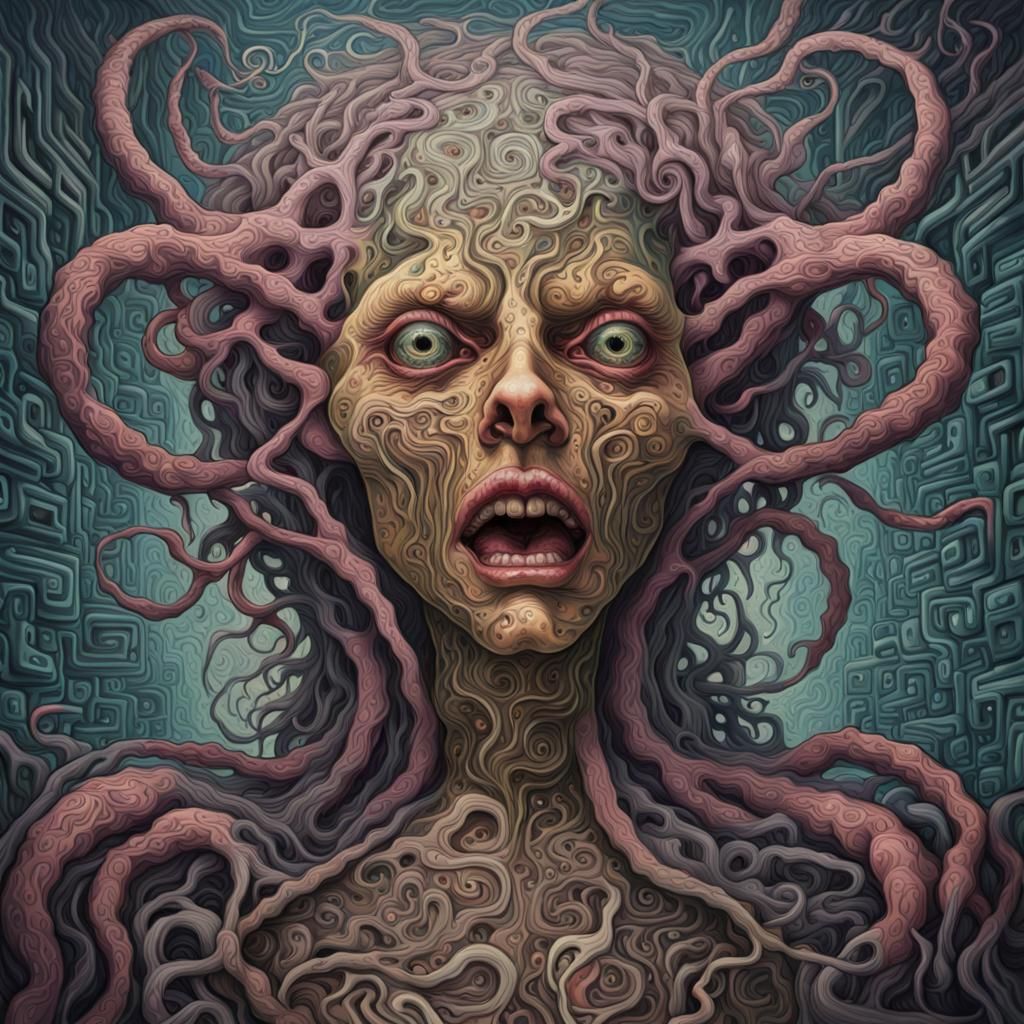 Disturbing Mutated Monster in Surreal Puzzle Maze