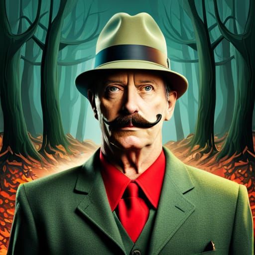 Moustachioed Man in Fantastical Forest