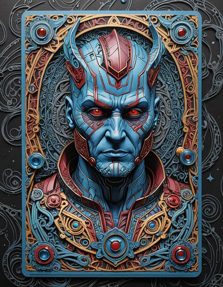 3D Yondu Card with Zentangle Art Border