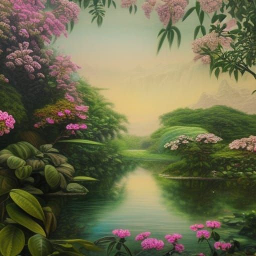 Botanical River Chalk Art: Hyperdetailed Endangered Species