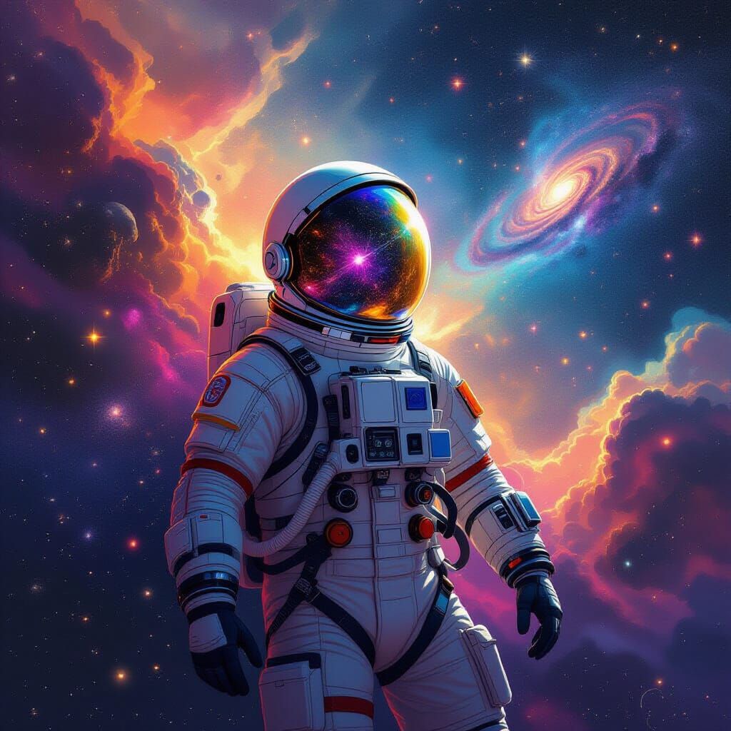 Astronaut Among Starry Galaxies in Sci-Fi Digital Art