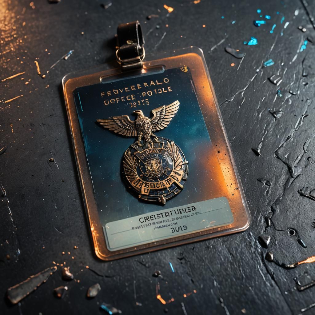 Dystopian Federal Police ID Card in Cyberpunk Style