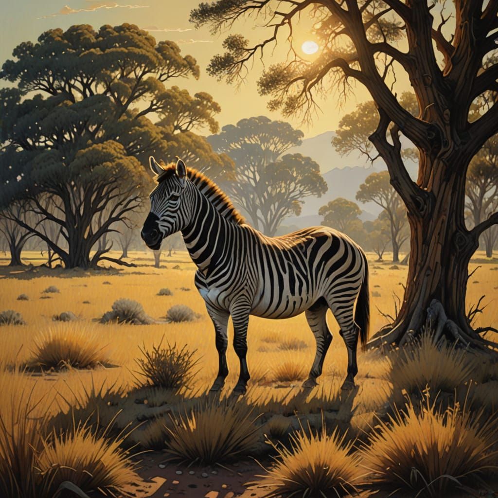 Majestic Quagga in Golden Savannah Light