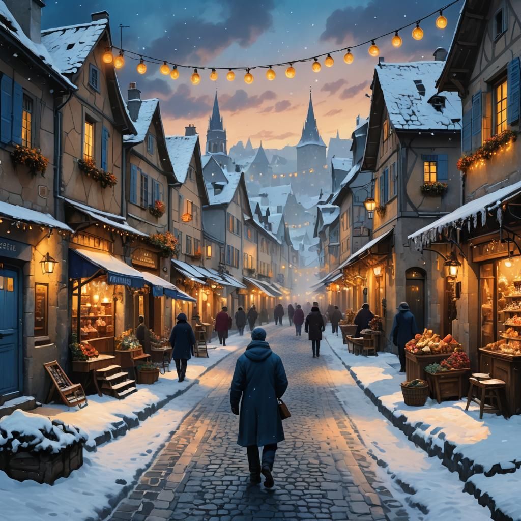 Strasbourg Christmas Market in Neo-Noir Style