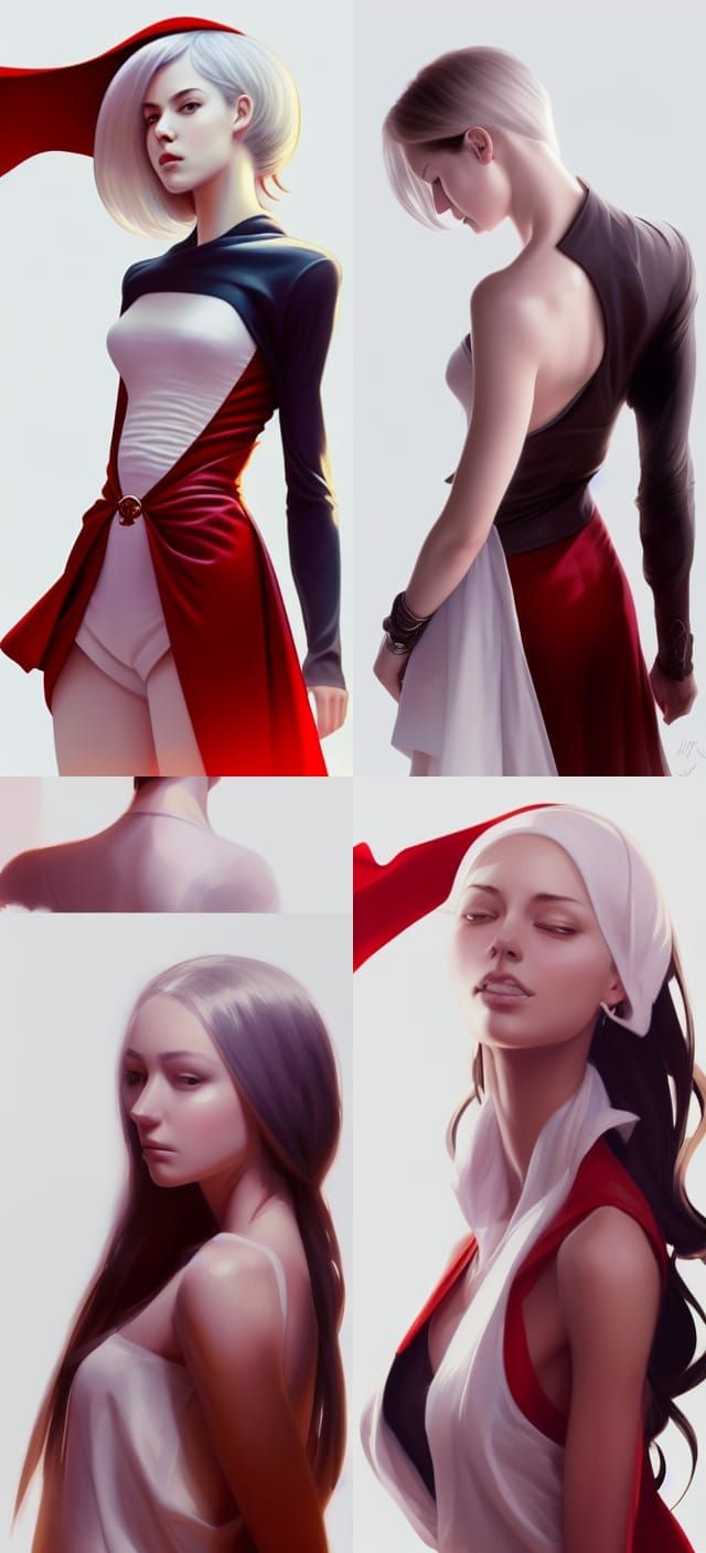 Anime Style Portrait of a Nude European Woman