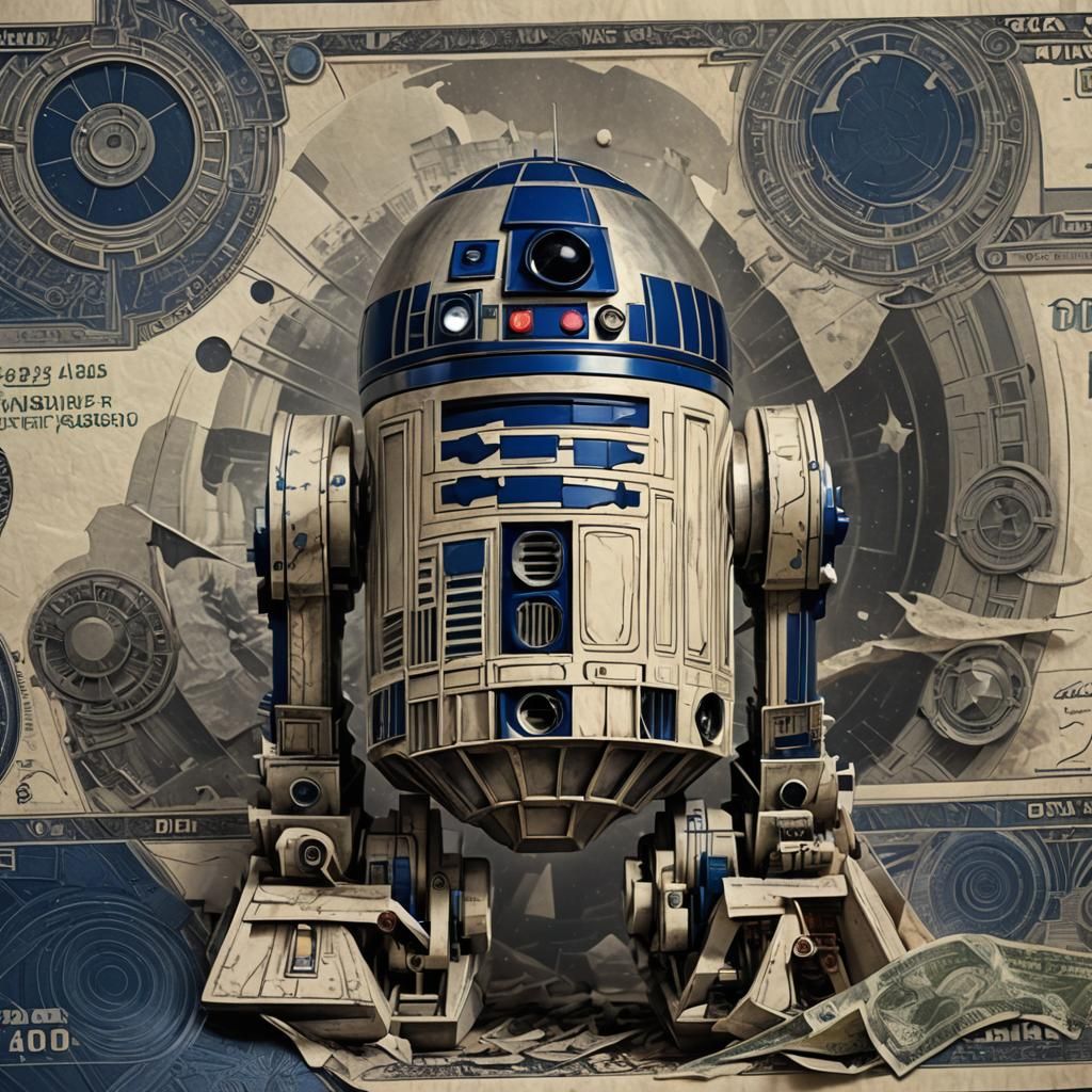 R2-D2 Star Wars Art Banknote in Detailed Matte Style