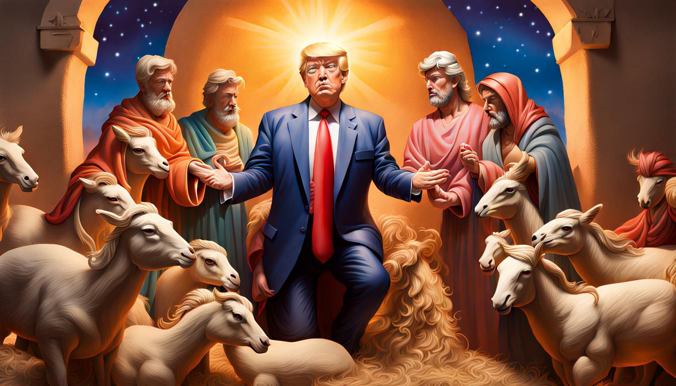 Trump as Joseph in Nativity Scene: Hyperrealistic Art