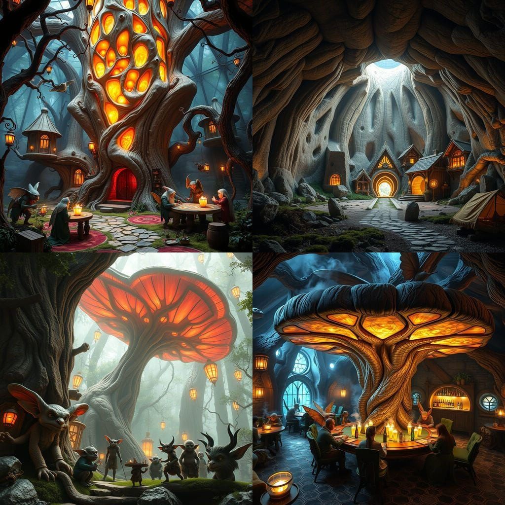 Hyperrealistische Shishabar im Elfendorf - Gigantischer Pilz...