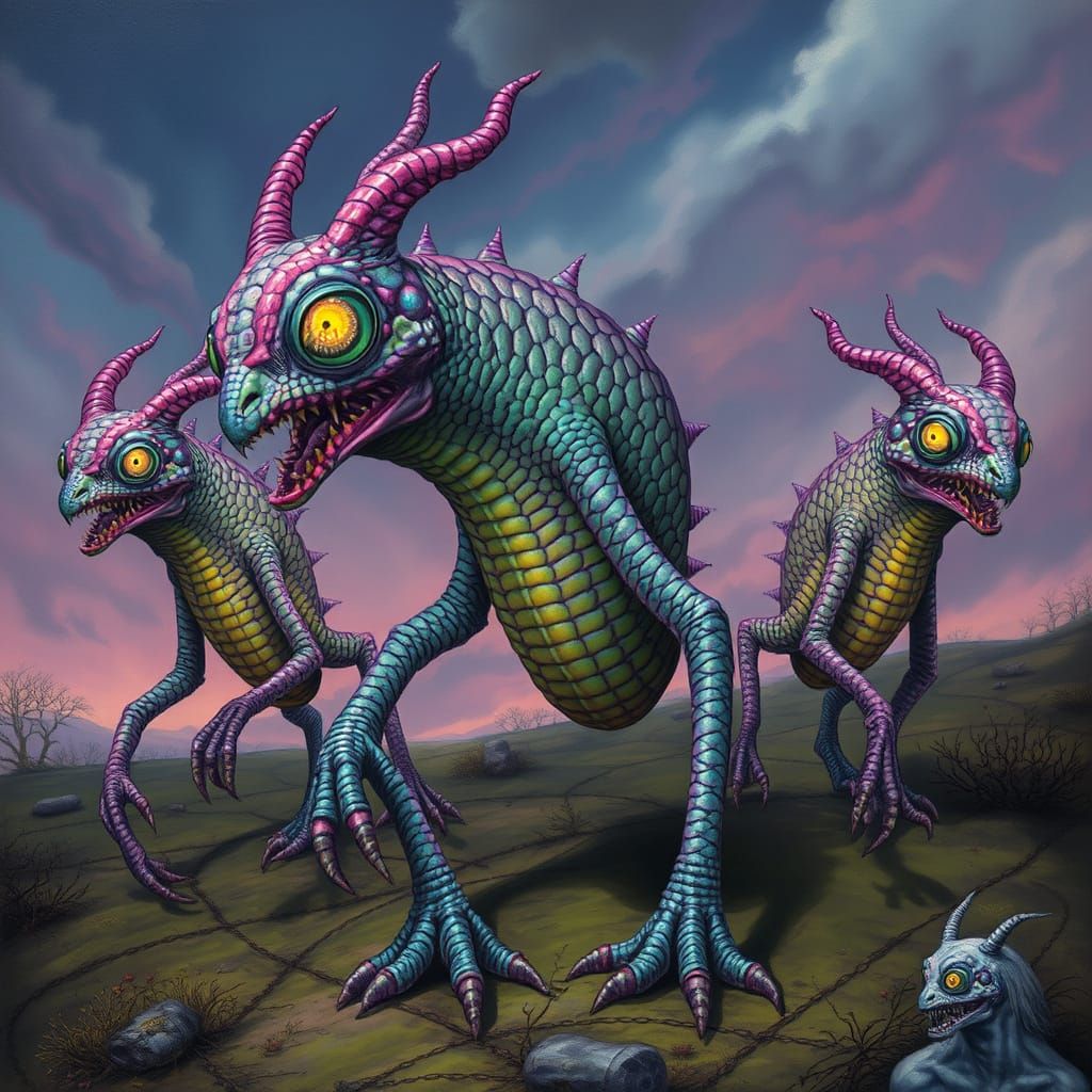 Bizarre Creatures in a Surreal Dreamlike Realm