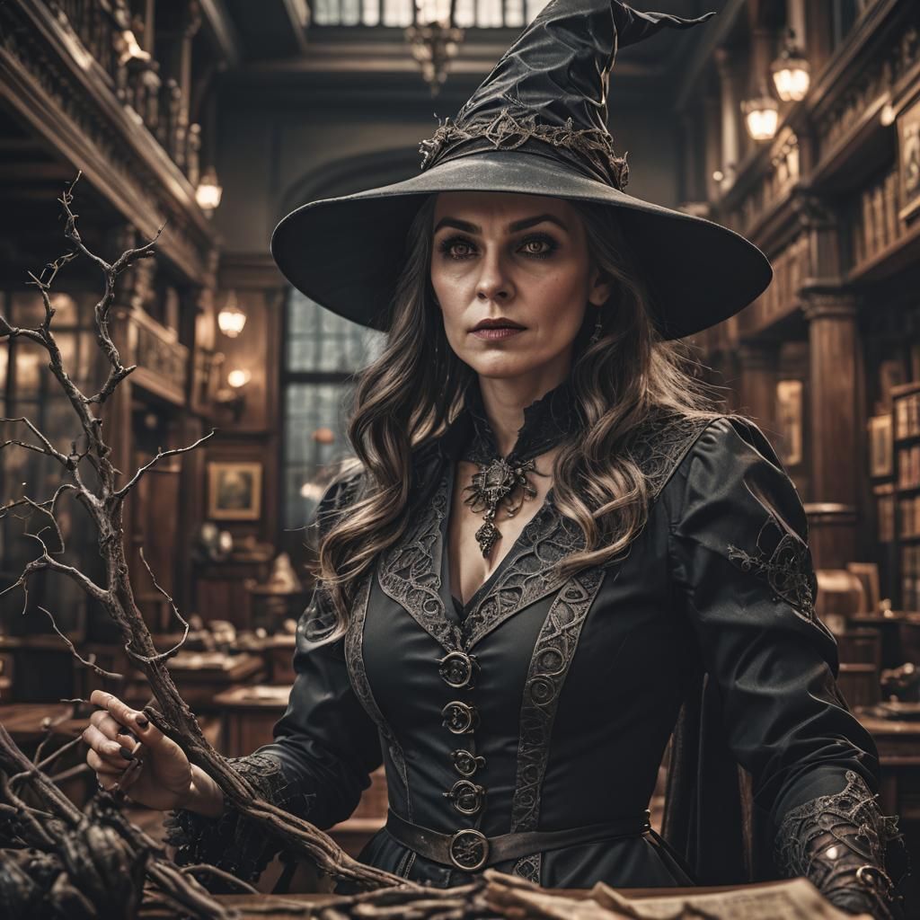 Hyperrealistic Corporate Witch in Cinematic Style