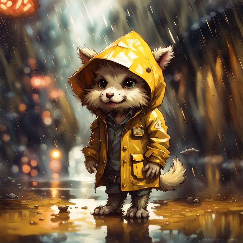 Dog in raincoat