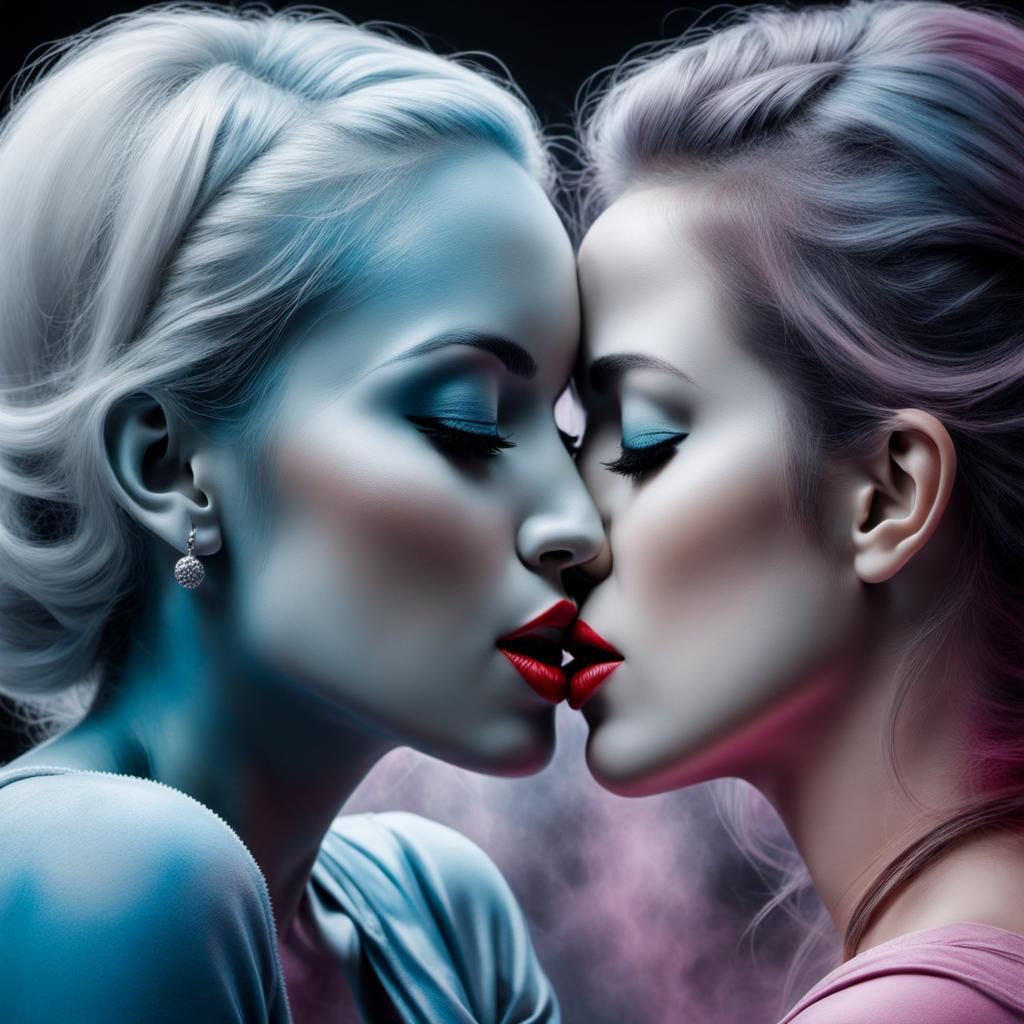 Airbrushed Kiss: An Emotional Blur in Art