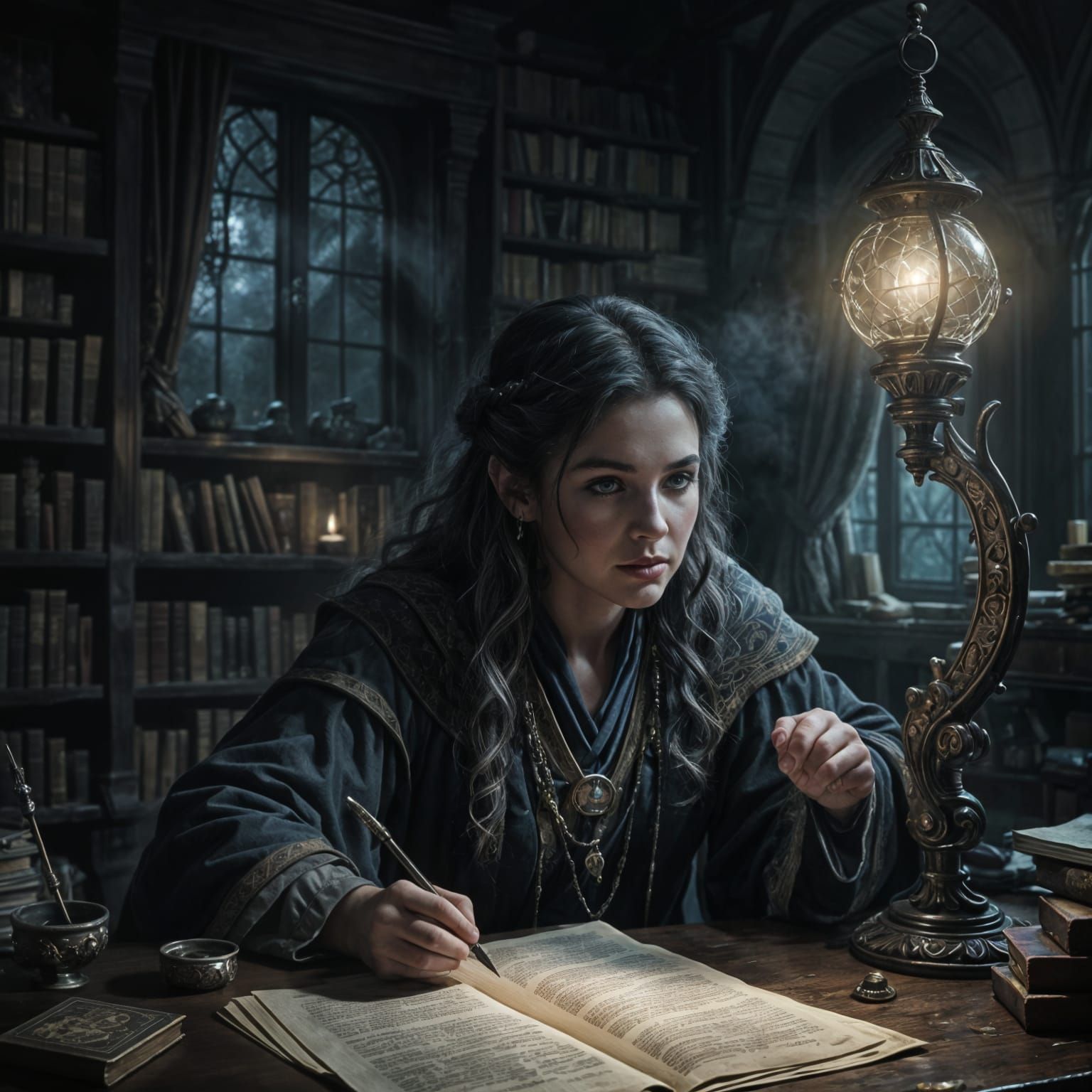 Mystical Wizard Apprentice Studies in Fantasy Setting