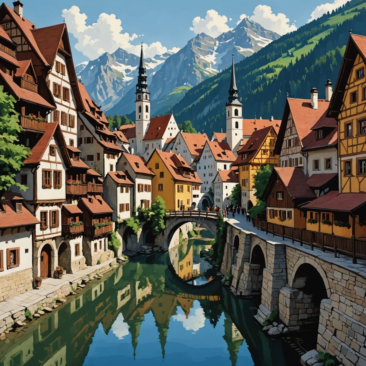 Austria in Oil Painting by James Gurney Style