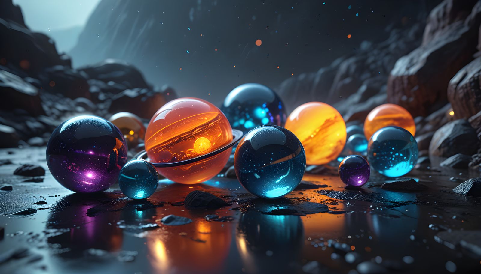 Epic Solar System Gemstone Odyssey in Hyper-Detailed Synthwa...