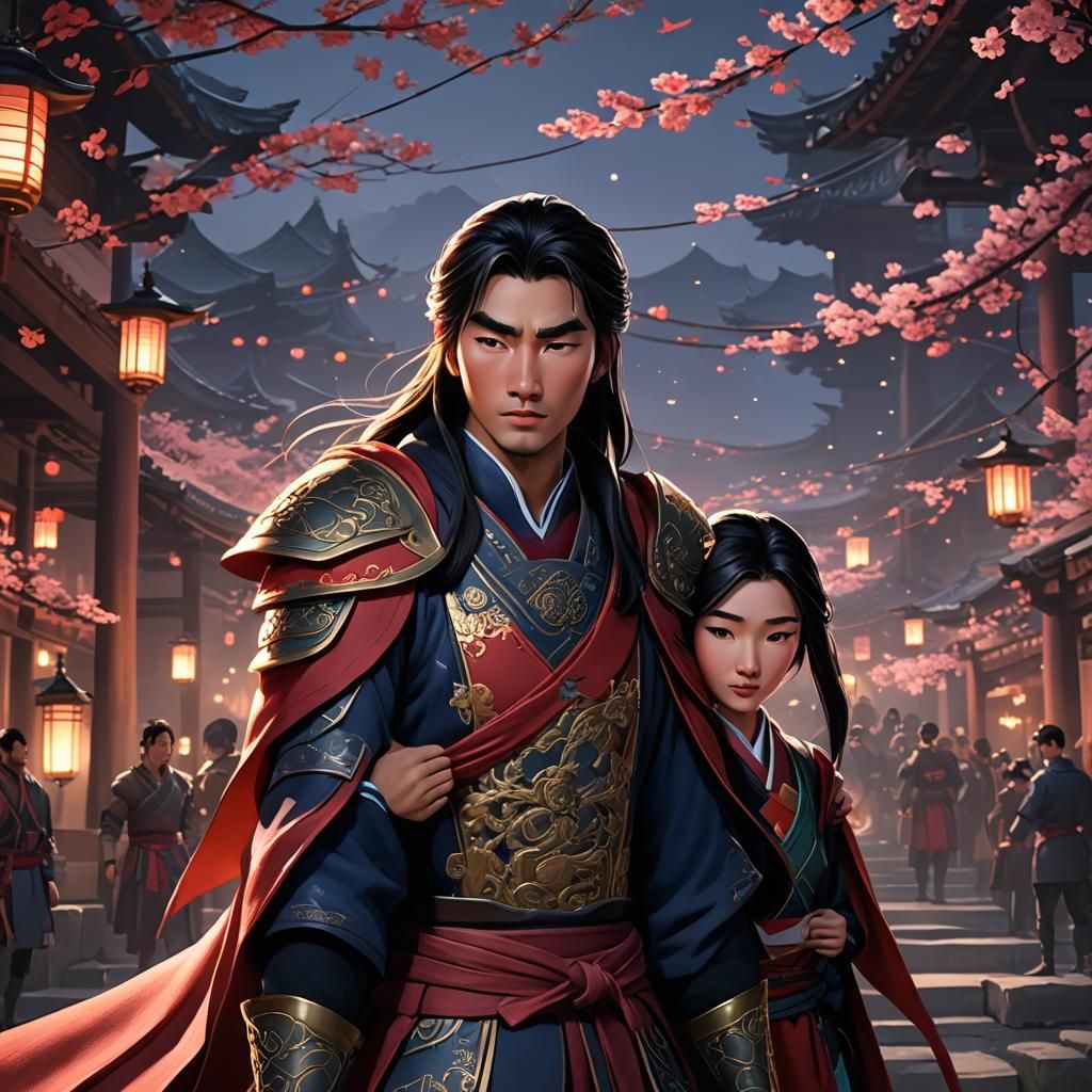 Mulan and Prince: 3D Anime Art in 8K