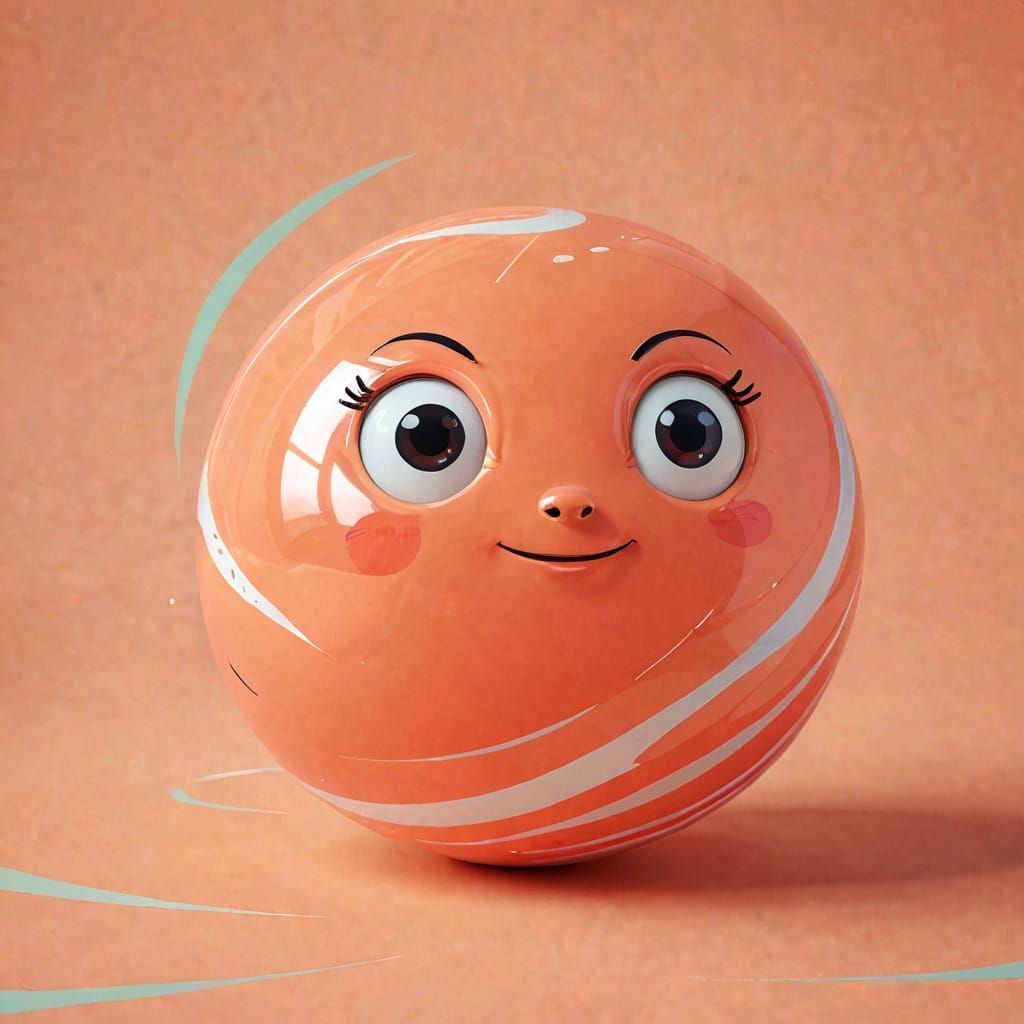 Whimsical Salmon Ball Cartoon