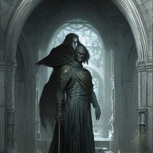 Spectral Assassin in a Horror Engraving Style