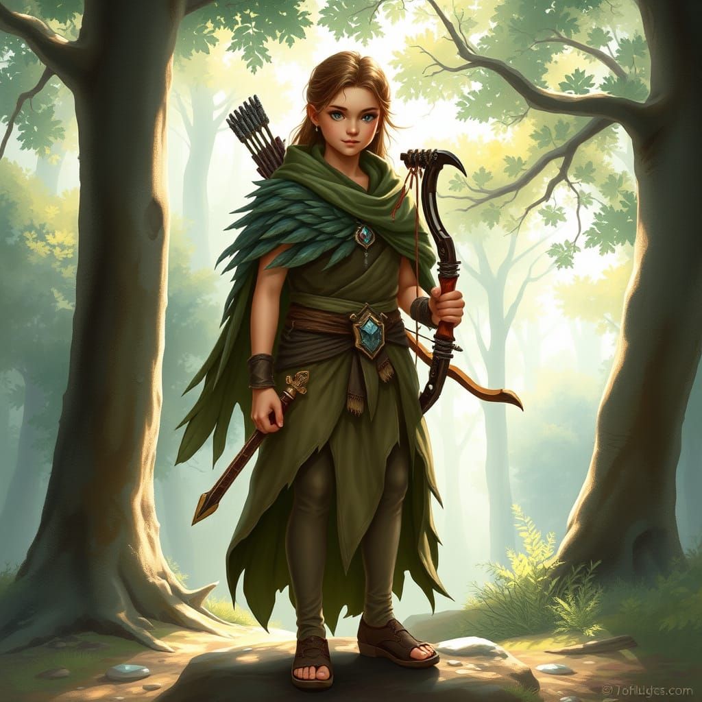 Mystical Monk Embodies Forest Harmony in Whimsical Watercolo...