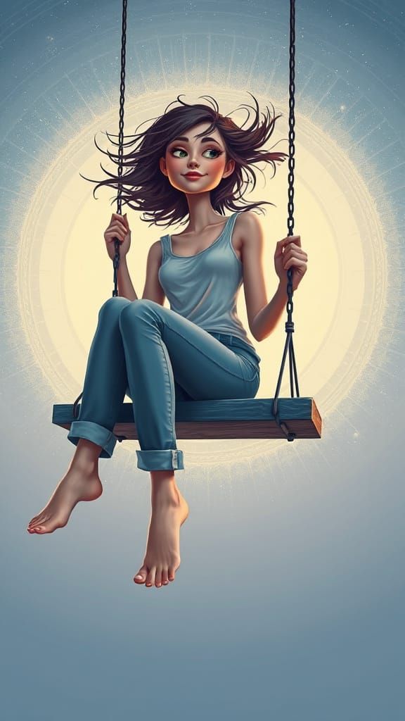 Surreal Lady in a Vibrant Dreamscape