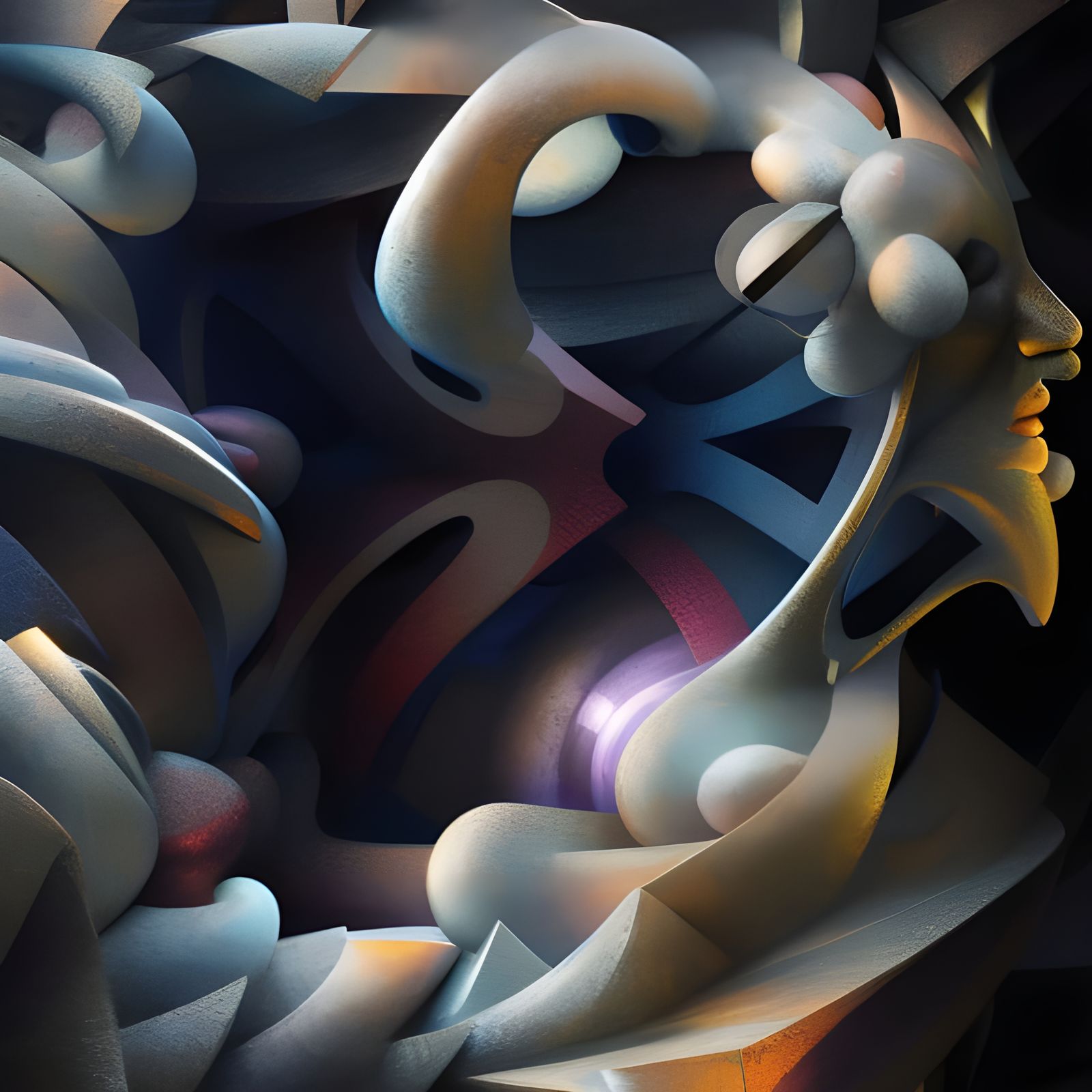 Geometric Abstract in Striking Polychromatic 3D Render