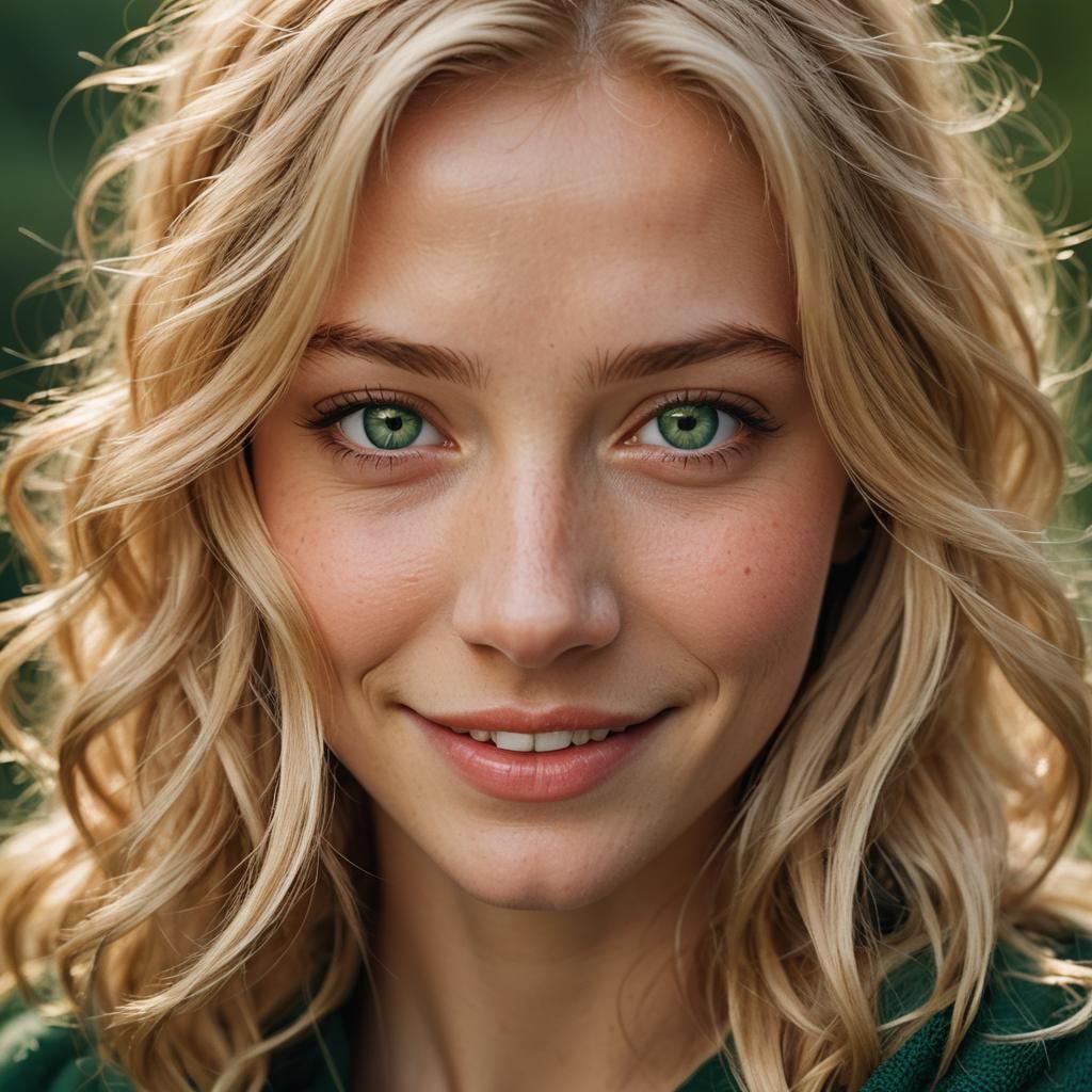 Smiling Blonde Girl Portrait in Natural Light