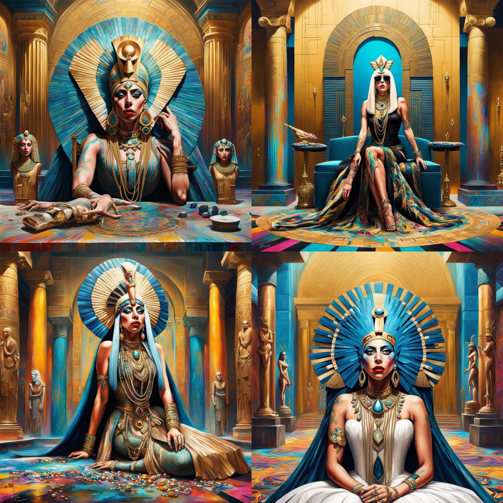 Lady Gaga and Cleopatra in Graffiti Art