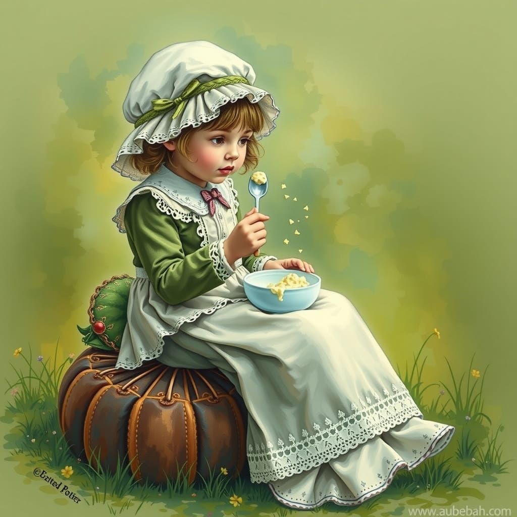 Little Girl Enjoys Whimsical Tea Time in English Cottage
