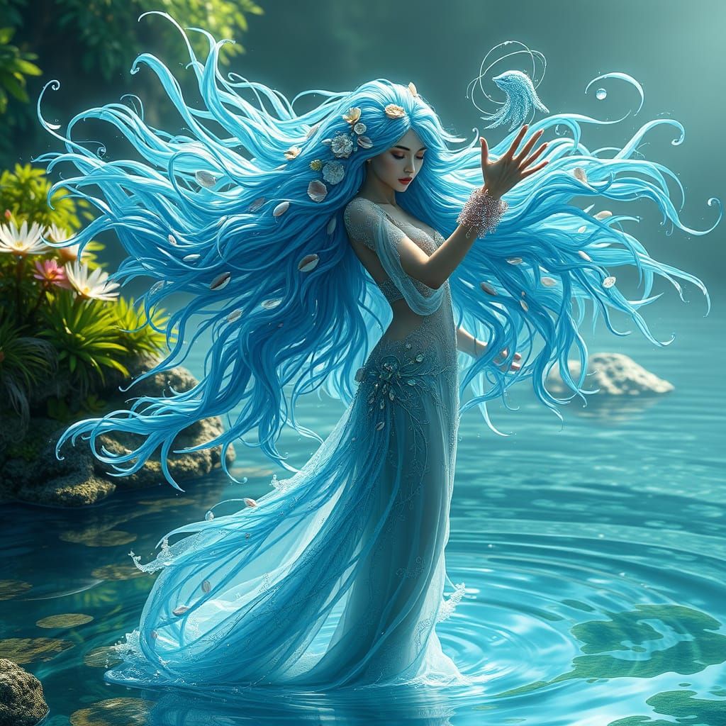 Majestic Water Nymph Creates New Life with Ethereal Gown and...