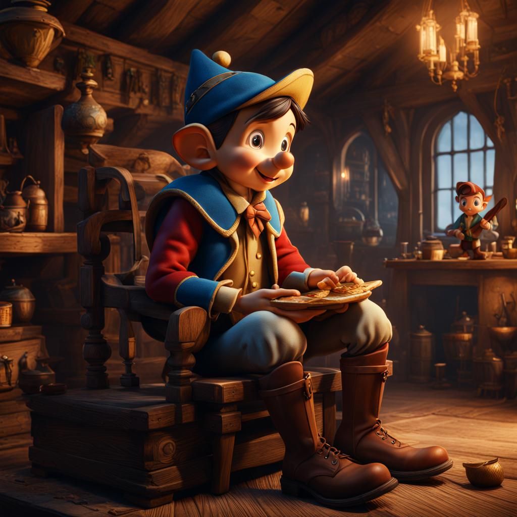 Pinocchio as Real Boy: Detailed Matte Painting