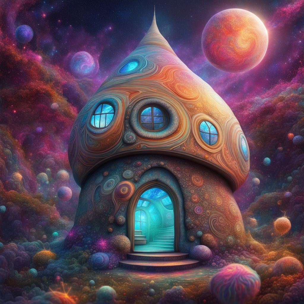 Cosmic Snail House in Astral Illustration Style
