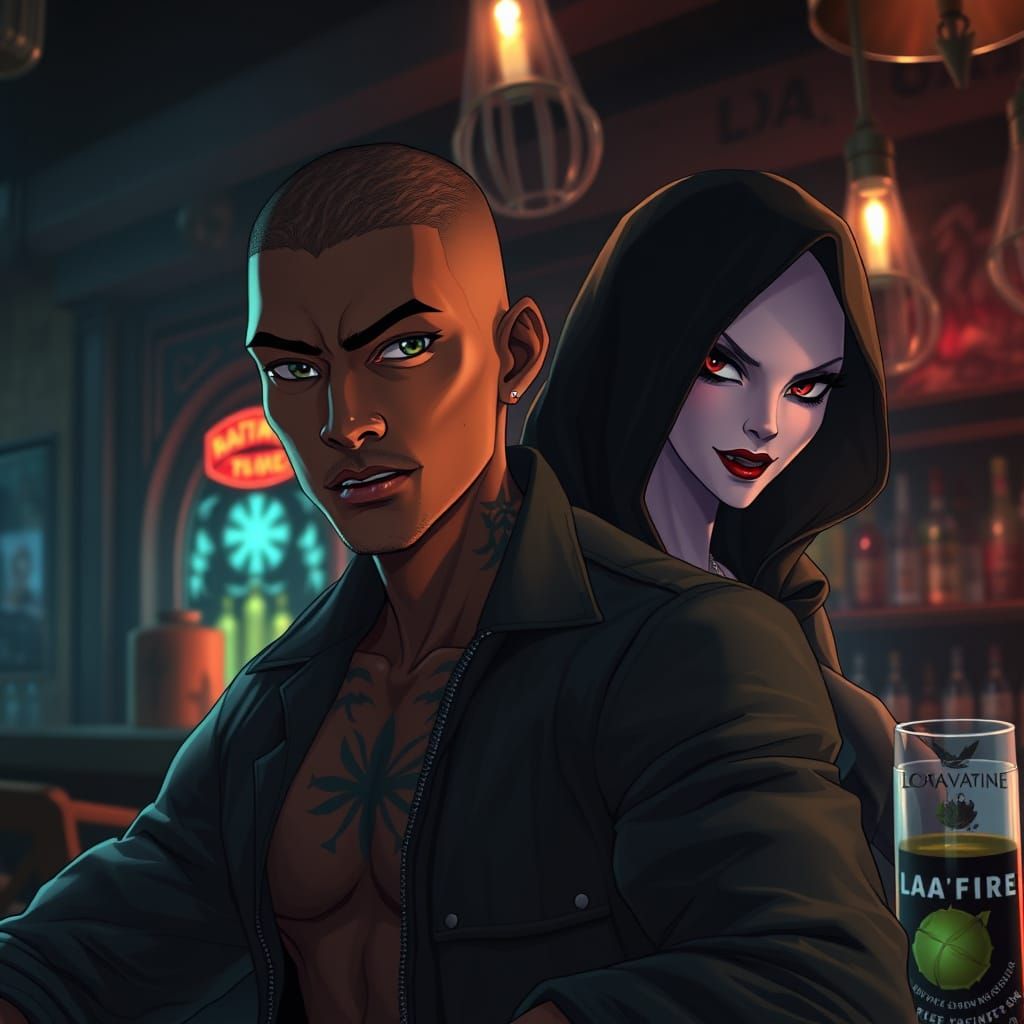 Chiseled Haitian Hero in Anime Style