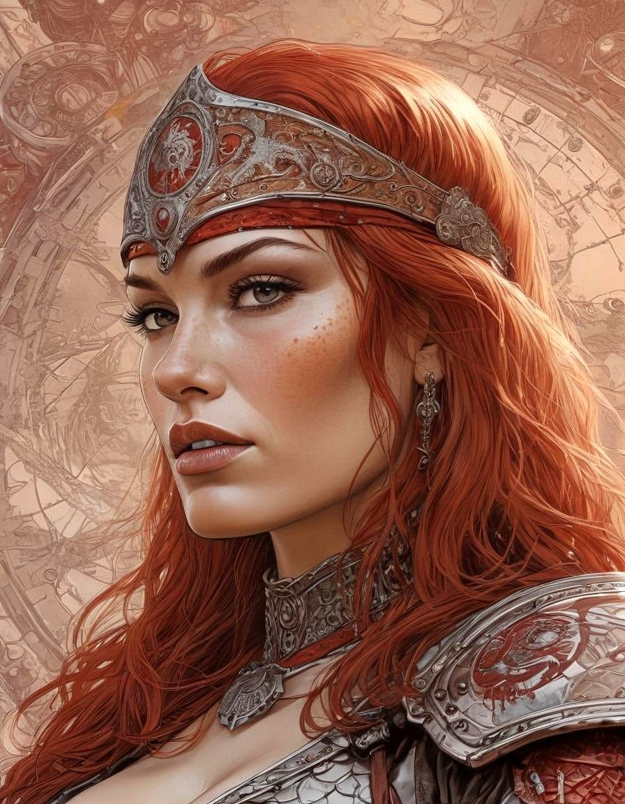 Red Sonja Steampunk Portrait in Golden Hour