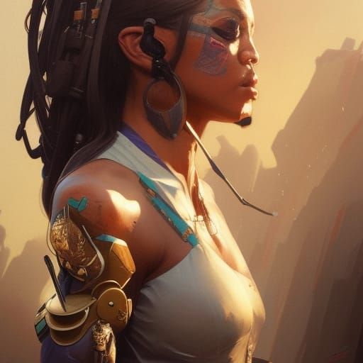 Hyperdetailed Bounty Hunter Portrait in Digital Art Style